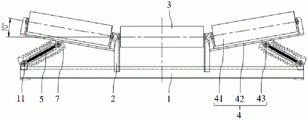 槽角可连续调节的过渡托辊组及带式输送机