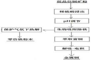 低品位矿有价金属浸出-生物吸附-电积湿法冶金工艺