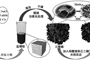 内外生MoO2/三维碳复合材料的制备方法