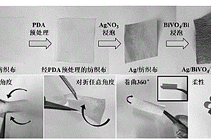 生物材料负载双金属Ag/BiVO<Sub>4</Sub>/Bi柔性易回收光催化材料、制备方法及其应用