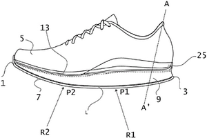 具有被插入在鞋帮和舒适鞋底之间的壳体的运动鞋