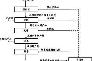 从纤维素生物质开始并包括解毒的釜馏物再循环的发酵方法