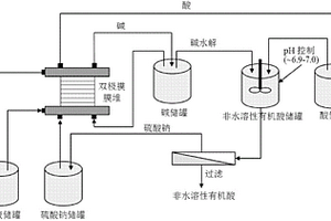 双极膜电渗析生产非水溶性有机酸的方法