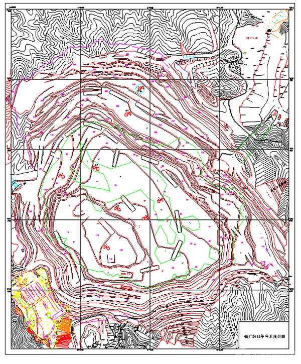 铜厂采区2011年末采矿工程布置图