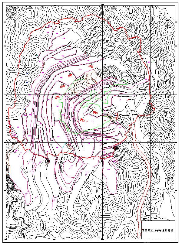 富家坞采区2011年末采矿工程布置图