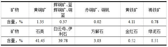 矿样主要矿物组成及相对含量分析结果