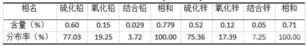 原矿铅物相分析结果