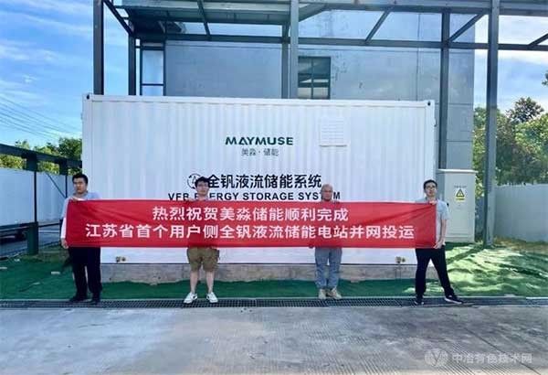 里程碑！江苏省首个用户侧全钒液流储能电站并网