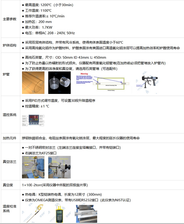 带有温度校准系统的开启式管式炉