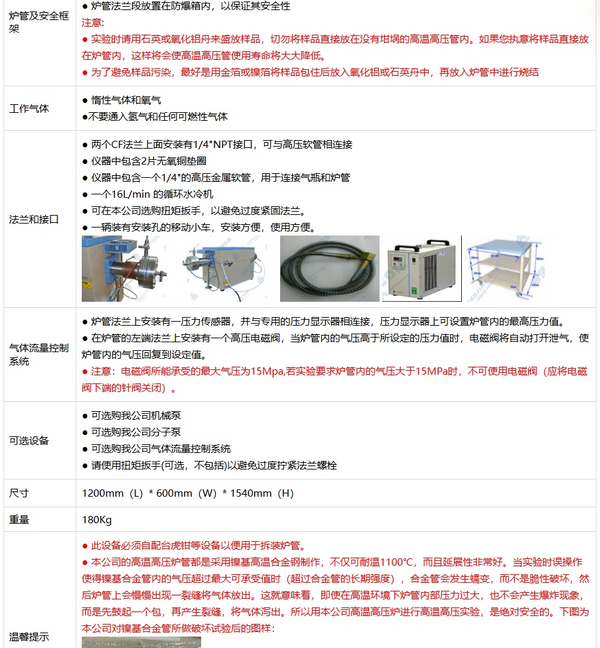 OTF-1200X-80-HPV-III-GF 1100℃三温区高压高真空管式炉