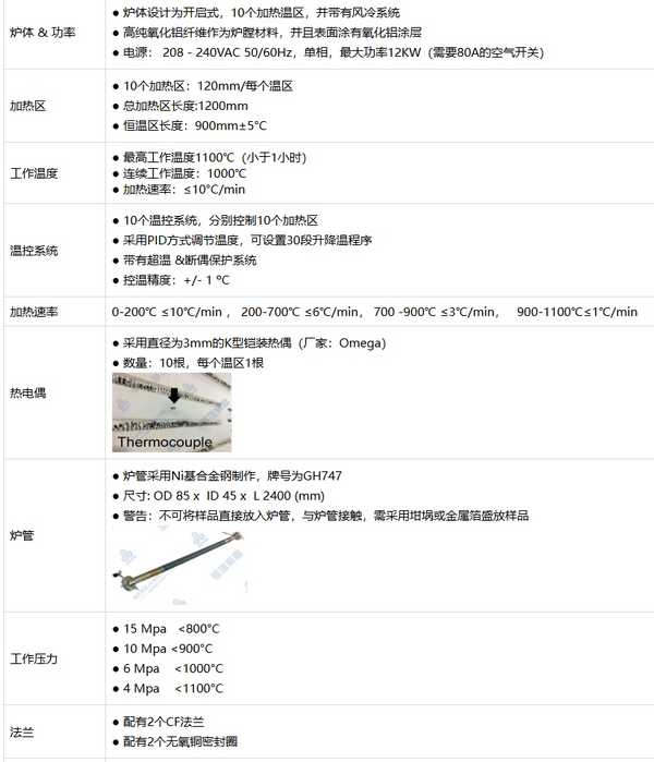 OTF-1200X-X-85GF 1100℃ 十温区高压管式炉