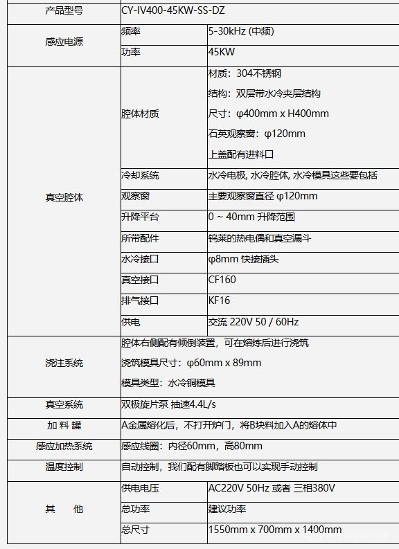 中频真空感应熔炼炉