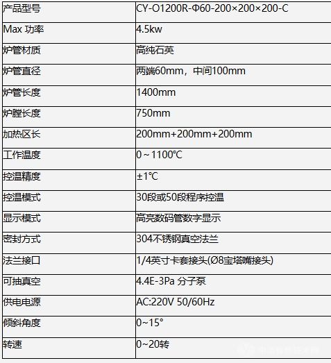 1200℃三温区旋转管式炉