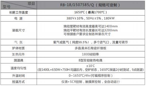 ITO靶材烧结炉主要性能