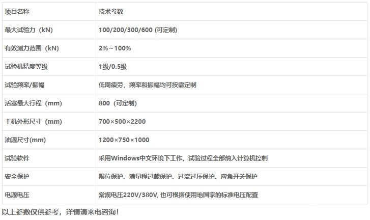 液压式低周疲劳试验机