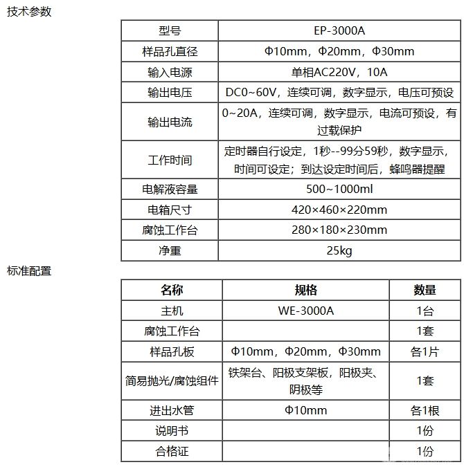 WE-3000A电解抛光腐蚀