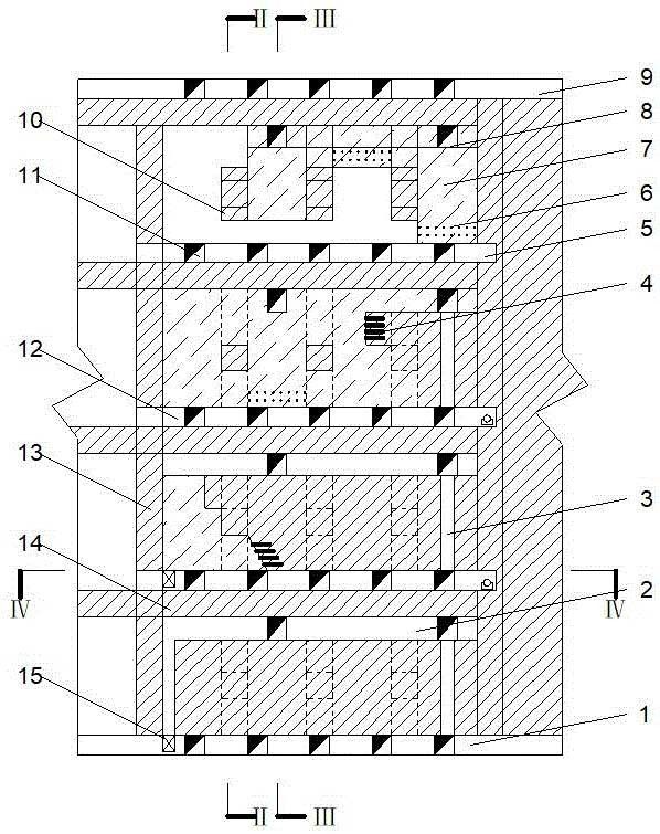 倾斜中厚矿体预控顶定向抛掷落矿的采矿法