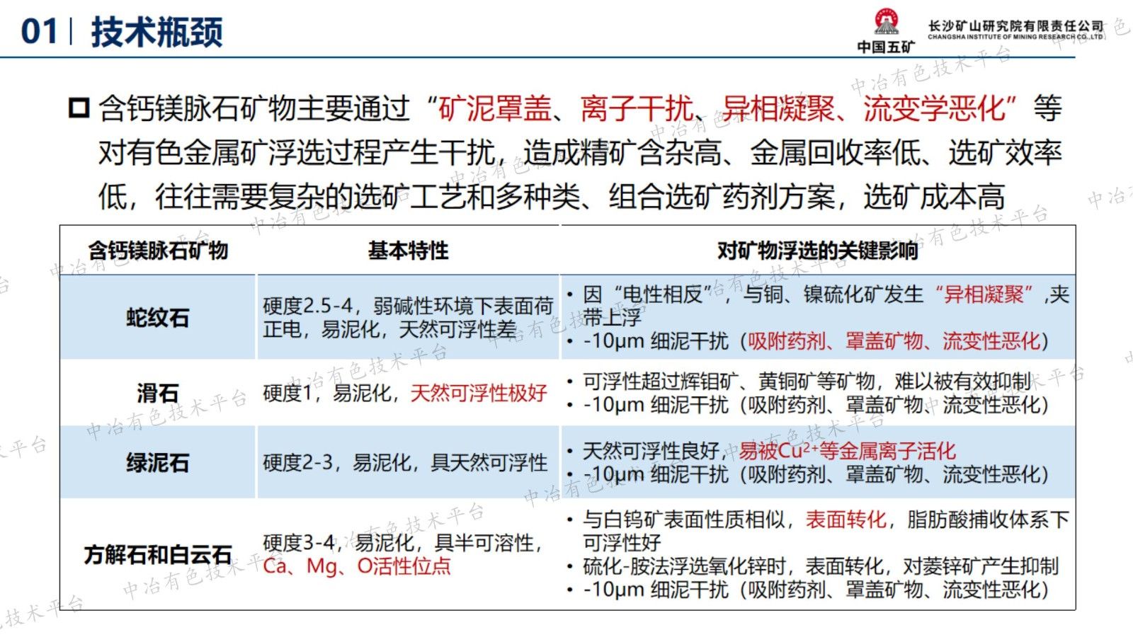 含钙镁脉石矿物的有色金属矿选矿药剂 发展及应用