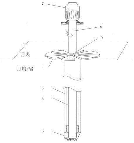 月基取芯探矿原位随钻实时发电装置
