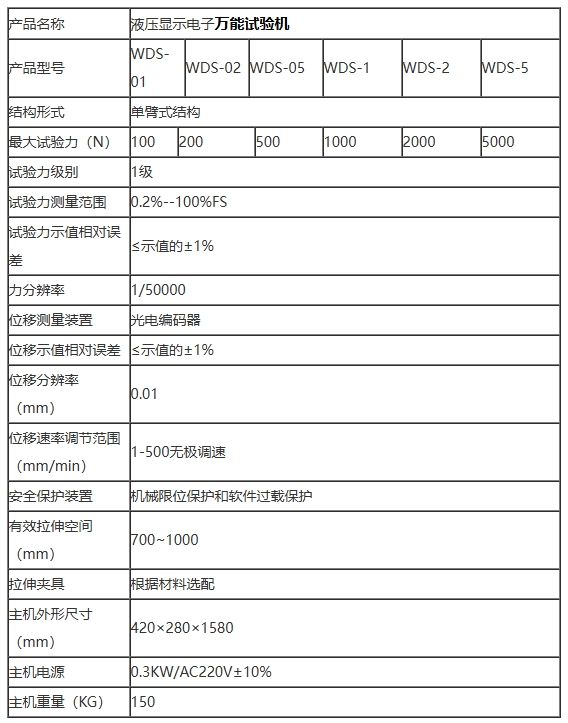 WDS-05/5液晶显示电子万能试验机(单臂式)