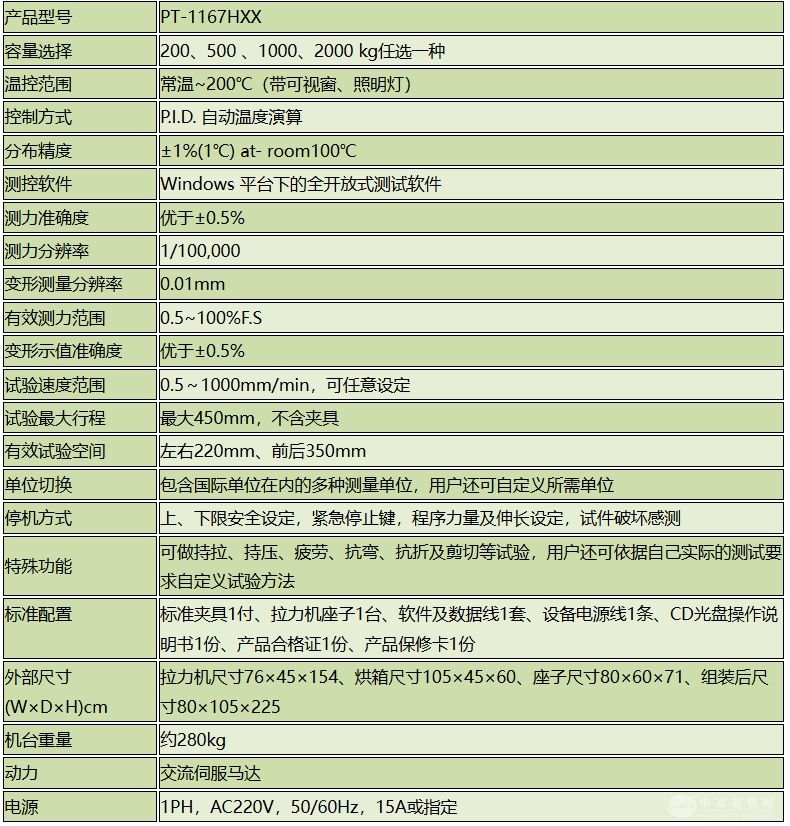 烘箱型电脑伺服系统拉压力试验机PT-1167HXX