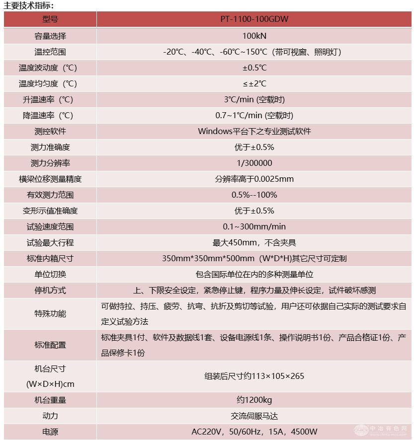 PT-1100-100GDW高低温型电脑伺服拉压力试验机