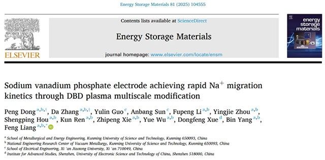 昆明理工大学梁风教授团队在等离子体改性能源材料领域取得新进展